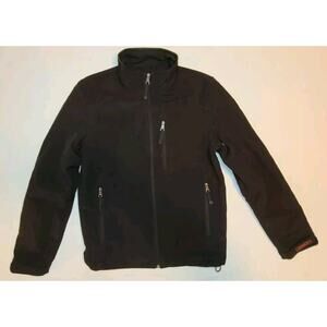 Guess Soft Shell Nylon Jacket Women's Size Small Black Windbreaker Full Zip Mock
